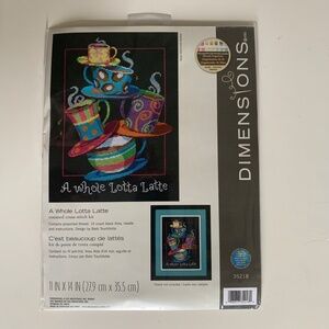 Dimensions Counted Cross Stitch Kit 11" X 14" A Whole Lotta Latte 35218 New